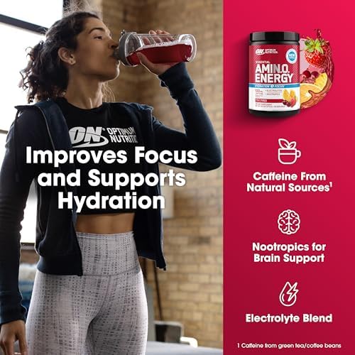 Optimum Nutrition Amino Energy Powder Plus Focus, Fruit Punch, 9.5 Oz - Image 4