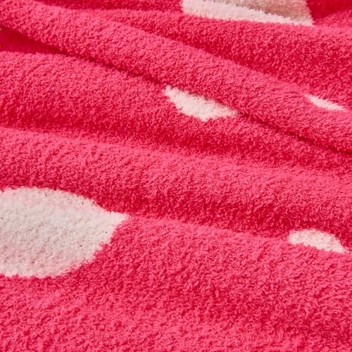 CozeCube Reversible Knit Throw Blanket, Hot Pink White Polka Dot, 60"x80" - Image 3