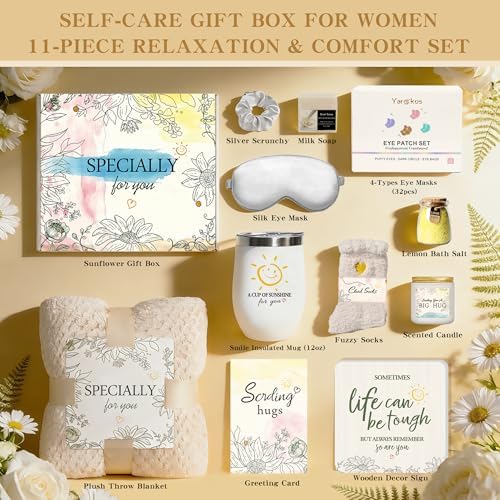 Birthday Gifts for Women - 11 Pcs Self Care Gift Basket Set for Mom Sister Friend - Get Well Soon Gift Box - Recovery After Surgery Care Package - Friendship Inspirational Cheer Up Thank You Present - Image 2