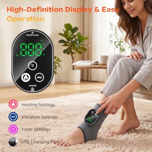 Foot Massagers - Cordless Ankle Massager with Heat for Neuropathy Pain Relief,6 Heat & Vibration Levels for Heel, Arch & Ankle Relief for Circulation and Pain Relief, Ankles Heating Pad -1pcs - Image 6