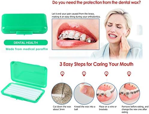 Braces Cleaning Kit for Teeth, Portable Orthodontic Toothbrush Kit Oral Care Dental Travel Kit - Interdental Brush Dental Wax Dental Floss Toothbrush Box (Green) - Image 3
