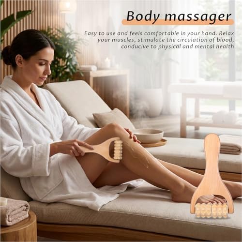 Telooco 2Pcs Wooden Massage Roller, Handheld Wood Massage Tools - Image 6