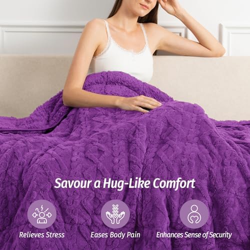Wemore Queen Weighted Blanket for Adults 20lbs 60" x 80" Dark Purple - Image 4