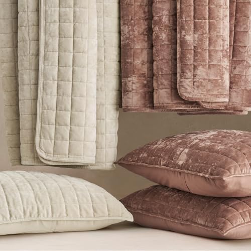 RECYCO Channel Box Stitch Velvet Quilt Set, King Size, Terracotta Clay - Image 6