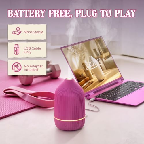 Essential Oil Diffuser, 100ml Aromatherapy Diffuser, Mini Ultrasonic Diffuser for Essential Oil, Home, Office, Cool Mist Humidifier with 7 Led Light, Auto Shut-Off, Pink - Image 4