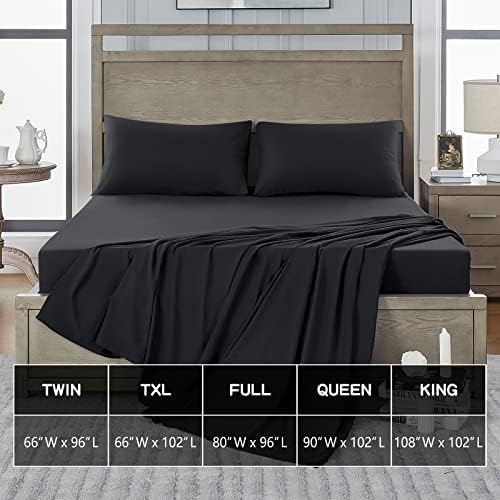 FreshCulture King Flat Sheet - Hotel Quality King Flat Sheet Only - Brushed Microfiber Top Sheet - Ultra Soft & Breathable - Wrinkle-Free - Easy Care - Single Flat Sheet (King, Black) - Image 5