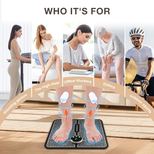 TENS&EMS, Transcutaneous Electrical Nerve Stimulator for Pain Relief, EMS Foot Massager Mat for Muscle Relaxation, Back & Leg Foot Massage with LCD Display Screen - Image 3