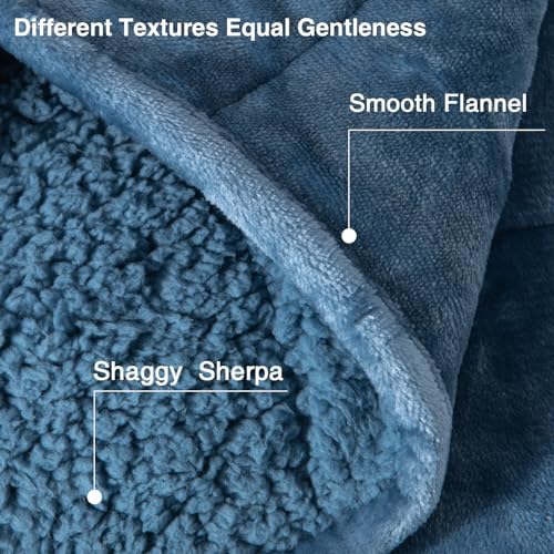 Aemicion Twin Weighted Blanket for Adults,Unicolor Ultra-Soft Fleece Sherpa, Dual Sided Cozy Plush Blanket for Couch Bed, 15lbs 48 x 72in-Slate Blue - Image 3
