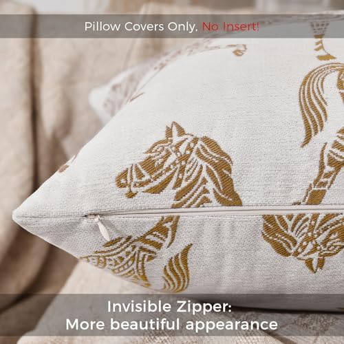 Luxury Equestrian Throw Pillow Cover 18x18, Double Sided Orange Horse Jacquard Embroidery Decorative Cushion Cover for Sofa Bed Living Room, Bedroom - Image 4