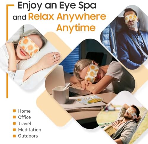 BeHoomi 20 Packs Steam Eye Mask, Heated Eye Mask Warm Compress for Eyes, Disposable Self Heating Steam Mask for Home, Sleep, Spa, Travel Essentials & Relaxation Gifts for Women (Orange) - Image 6