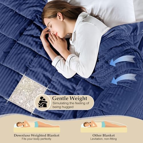 downluxe Weighted Blanket King Size, 18 lb Weighted Blanket with Glass Beads for All Season, Machine Washable Heavy Blanket (Navy, 108 X 90 Inch) - Image 3