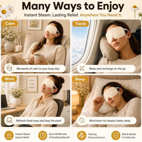 Eye Serenity Steam Eye Mask, Heated Eye Mask Fast Relief for Stye Chamomile - Image 5