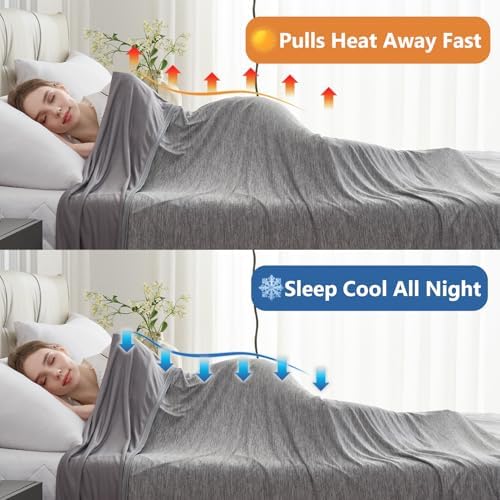 CHOSHOME Cooling Blanket for Hot Sleepers - Summer Blanket Thin Soft Lightweight Breathable Double Side Enhanced Cooling for Hot Flashes, Night Sweats, Bed, Couch (Grey, 50 x 70 inches) - Image 3