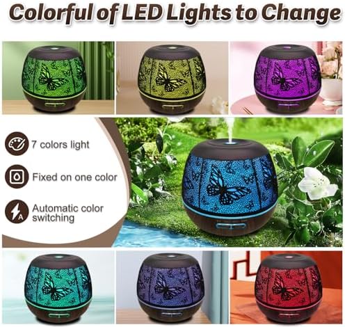 Roonbo Diffusers for Essential Oils Large Room 400ml,Essential Oil Diffuser for Home with R/C,Cool Mist Humidifiers for Bedroom,7 Colors Changed & 3 Mist Mode Waterless Auto Off for Decor Butterfly - Image 2