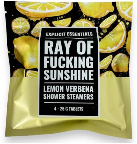 Explicit Essentials Ray of Fucking Sunshine Shower Steamers | Citrus Lemon Verbena Aromatherapy Shower Steamers to Lift Your Mood & Boost Your Day | Funny Self-Care Gift for Women & Men by ExplicitEssentials