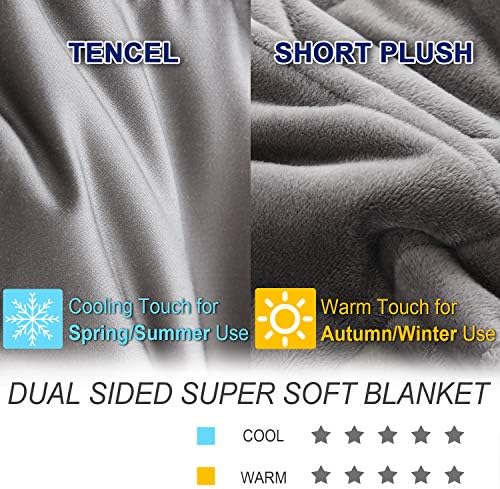 OMYSTYLE Reversible Weighted Blanket 48''x72'' 15lbs for Adults, Warm Short Plush and Cool Tencel Fabric Double-Sided Weighted Blanket for All Season Use - Carry Bag Included - Image 2