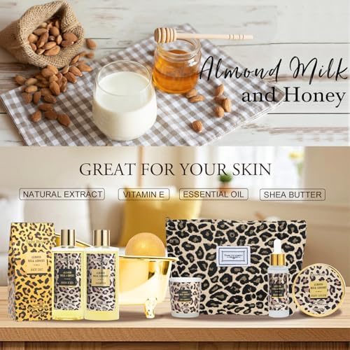 Spa Gift Basket, Spa Kit for Women, Honey & Almond Bath & Body Gift Set - Image 4