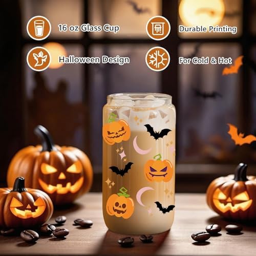 Halloween Gifts for Women,Boo Basket Stuffers for Women,Fall Gift Basket Set, Spooky Basket Stuffers Ideas for Her Cute Halloween Care Package Gift Box Boo Themed Stuff 16oz Pumpkin Glass Cup - Image 6