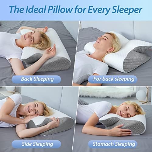 HOMCA Memory Foam Cervical Pillow, 2 in 1 Ergonomic Contour Orthopedic Pillow for Neck Pain, Contoured Support Pillows for Side Back Stomach Sleepers - Image 6