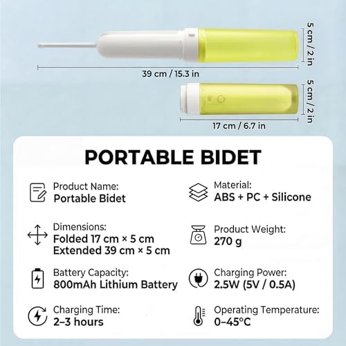 Portable Bidet for Travel,Rechargeable Electric Handheld Travel Bidet Sprayer for Women & Men,Collapsible,Portatil Peri Water Bottle Bidets for Hygiene,Camping, Backpacking,Backcountry,Hiking - Image 5