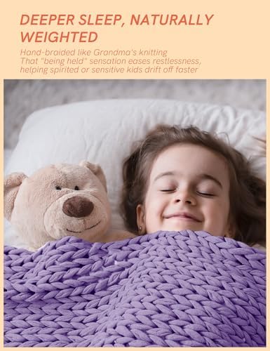 YnM Cooling Weighted Blanket, 100% Cotton Handmade Chunky Knitted Blanket, Weighted Lap, Breathable Heavy Blankets, Machine Washable Throw for Sleep or Home Decor (Purple, 40x50 Inch, 7lbs) - Image 4