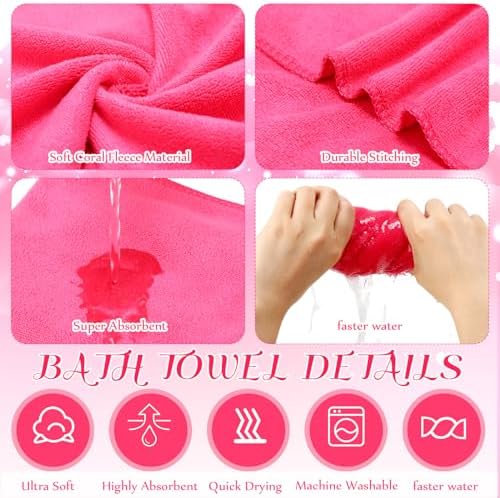 Fanfanwin 12 Pcs Inflatable Foot Spa Kit for Girls with Towels, Rose Red - Image 3