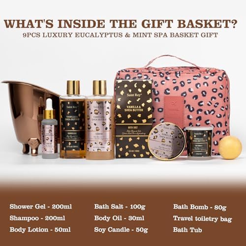 Warm Vanilla Spa Gifts for Women, Spa Bath & Body Gift Basket Skin Care Kit - Image 2