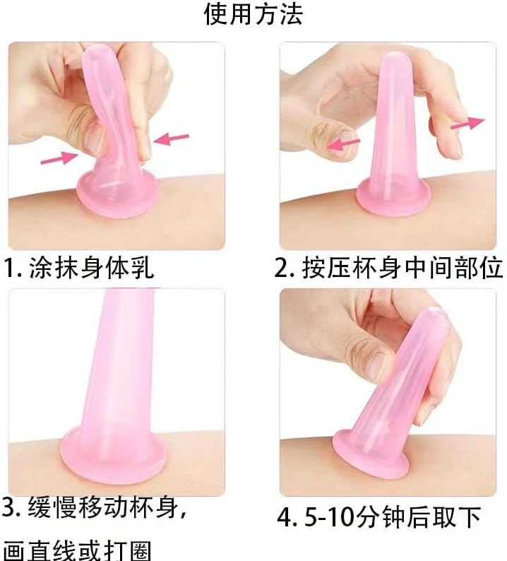 BWESOO 4Pcs Massage Cupping Set Silicone Mini Facial Cups Face Massager Helper Skin Care Neck Back Eyes Massaging Cup Safe to Use, Don't Worry About Burns Health Care Products (Blue) - Image 5