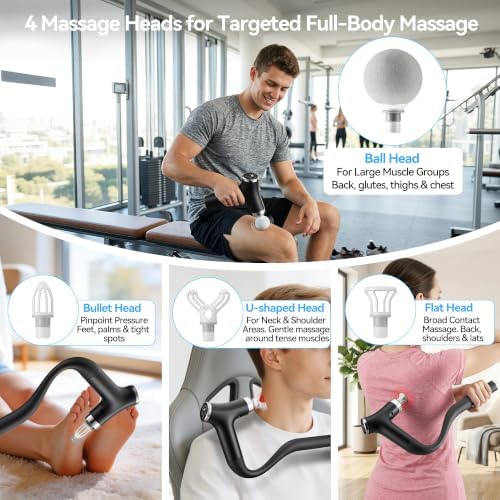 2-in-1 Detachable Massage Gun Deep Tissue, Ergonomic Extension Handle Back Massager for Hard-to-Reach Areas, 12-Speed Percussion Muscle Massager for Shoulder Waist Thigh Legs - Image 6