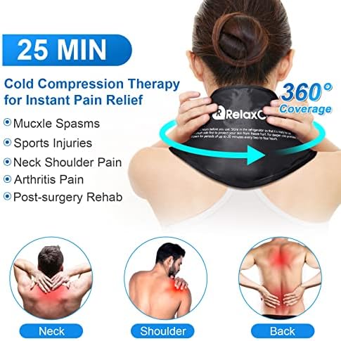 Neck Ice Pack Wrap, RelaxCoo Reusable Gel Ice Pack for Neck Shoulders, Cold Compress Therapy for Pain Relief, Injuries, Swelling, Bruises, Sprains, Inflammation and Cervical Surgery Recovery - Image 2