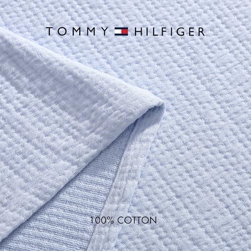 Tommy Hilfiger - King Cotton Blanket, Woven Running Stitched Bedding, Medium Weight Soft Blanket, Anti-Pilling & Fade Resistant, Ideal for Layering, Oeko-TEX Certified (Blue) - Image 5