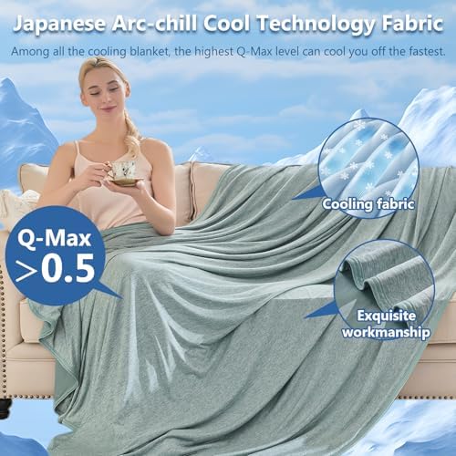 CHOSHOME Cooling Blanket for Hot Sleepers - Summer Blanket Thin Soft Lightweight Breathable Double Side Enhanced Cooling for Hot Flashes, Night Sweats, Bed, Couch (Green, 60 x 90 inches) - Image 3