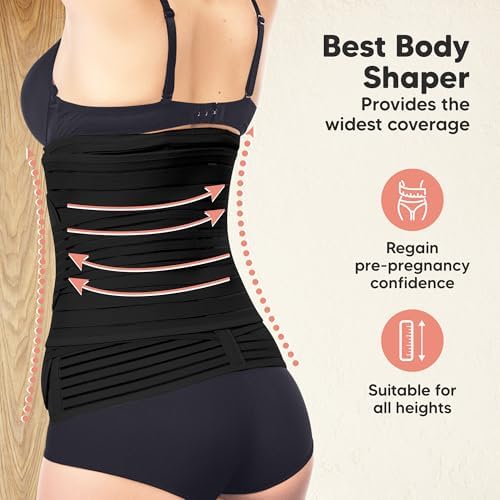 3 in 1 Postpartum Belly Support Recovery Wrap Band (Midnight Black, M/L) - Image 6