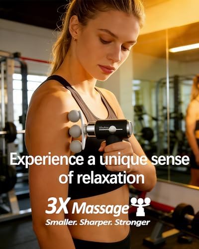 Mini Massage Gun Deep Tissue, Portable Handheld Massage Gun for Muscle Recovery, Quiet Percussion Massager with 9 Heads, USB-C Rechargeable Massage Gun for Travel, Gym & Office, Matte Black - Image 2