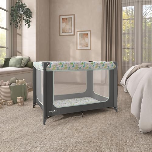 Dream On Me Zodiak Portable Playard, Compact for Travel, Carry Bag, Gray/Green - Image 6