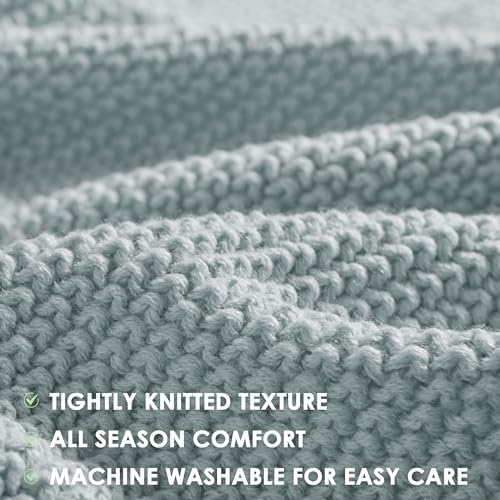 INK+IVY Bree Knit All Season Throw Blanket for Sofa, 50 x 60, Light Blue - Image 3