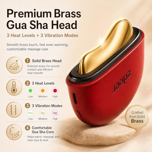 ZDEER GS5 Electric Heated Gua Sha Kit, Red Light Face Massager Tool, Red - Image 4