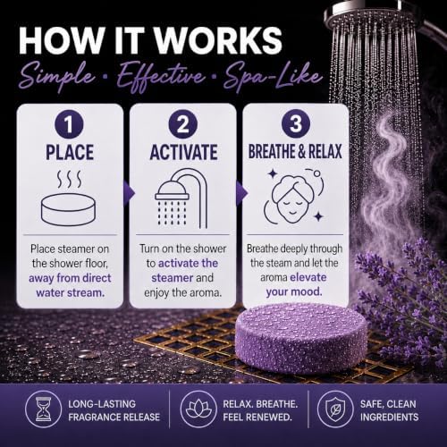 Dermasuri Shower Steamers Aromatherapy, Lavender Eucalyptus Shower Tablets - Image 3