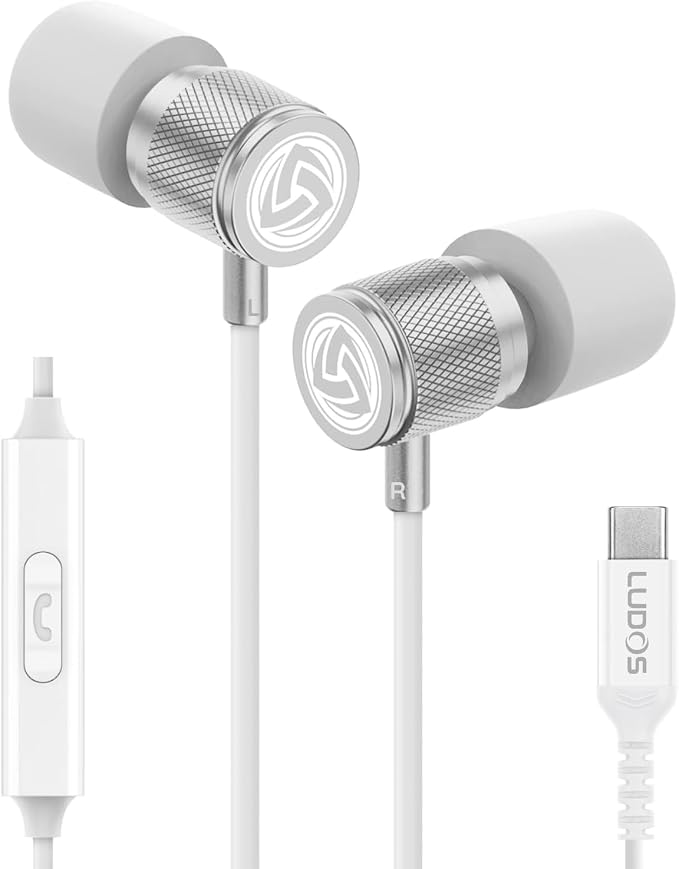 LUDOS Ultra USB C Headphones for iPhone 17 16 15 Pro Max Plus Air iPad Pro, 5 Years Warranty, Magnetic USB-C Earbuds for Samsung Galaxy S24 S23 Ultra S22 S21 FE S20 A55 A54 A53, USB Type C Earphones by Ludos