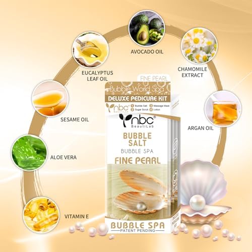 Pedicure Kit Foot Soak Set: Bubble Salt, Sugar Scrub, Massage Mask, Massage Lotion in a Box, 4 Step Foot Spa Kit for Dry Feet,Tired Feet（1 Set Pearl ) - Image 4