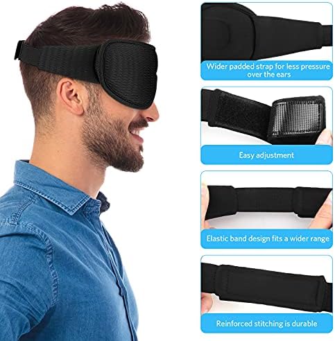 Sleep Mask, Super Soft 3D Contoured Cup Sleeping Mask, Upgraded 100% Blockout Light Sleep Masks for Women Men with Adjustable Strap, Comfortable Concave Molded Eye Covers for Sleeping, Black - Image 5