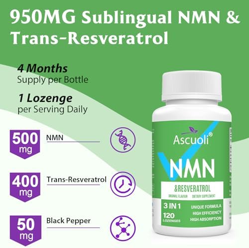 Sublingual NMN Resveratrol Supplement 950mg, 1200 Lozenge （1200-Day Supply) - Image 3
