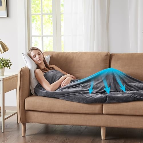 Weighted Blanket 15 Pounds for Adults, Fuzzy Soft Sherpa Fleece Heavy Blankets Queen Size for Bed, 60x80 Inch, Charcoal Gray, Dual Sided Comfort - Image 3