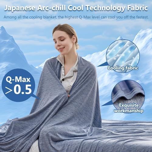 CHOSHOME Cooling Blanket for Hot Sleepers - Summer Blanket Thin Soft Lightweight Breathable Double Side Enhanced Cooling for Hot Flashes, Night Sweats, Bed, Couch (Blue, 50 x 70 inches) - Image 3