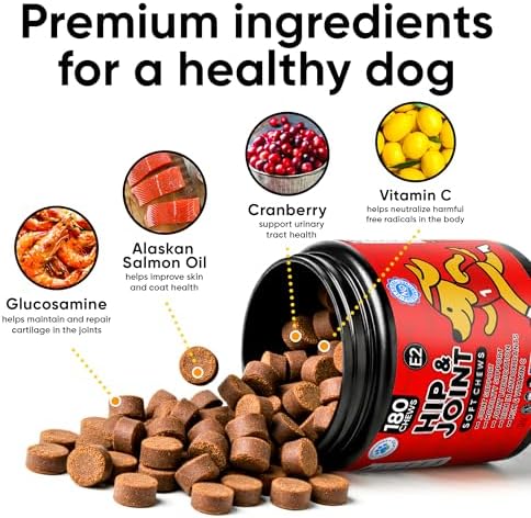Hip & Joint Supplement for Dogs - Dog Treats with Glucosamine Chondroitin & Hyaluronic Acid - Chews for Mobility Support - Pain and Inflammation Relief - Tasty Dog Supplements for Comfort - 180 Count - Image 3