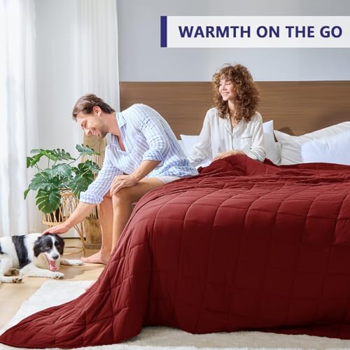 yescool King Size Weighted Blanket for Adults (25 lbs, 80” x 87”, Red) Cooling Heavy Blanket for Sleeping Perfect for 240-260 lbs, Breathable Blanket for Adults & Couple All Season, Machine Washable - Image 4
