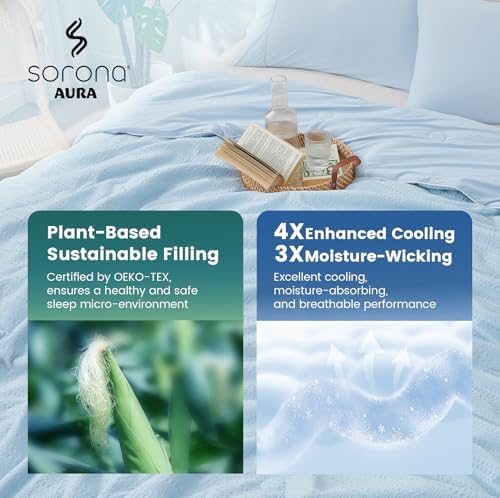 Waffle Cooling Comforter Blanket for Hot Sleepers, Queen Size, Blue - Image 3