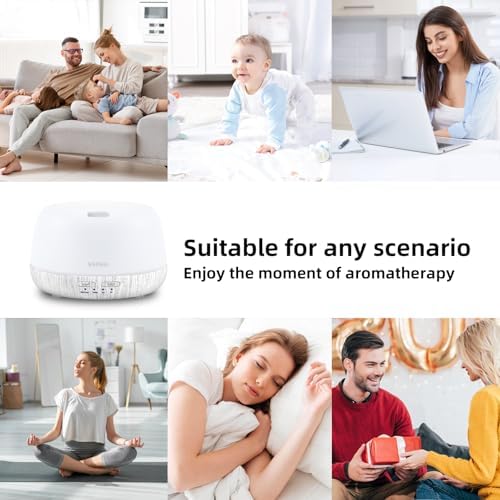 SEEDSEEL 300ML Essential Oil Diffuser with Remote Control, Aromatherapy Diffuser with 7-Color Changing LED Light for Bedroom, Home - Image 4