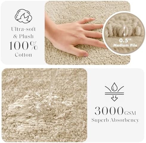 Madison Park Splendor Reversible 100% Cotton Bath Runner, 24 x 60, Natural - Image 3