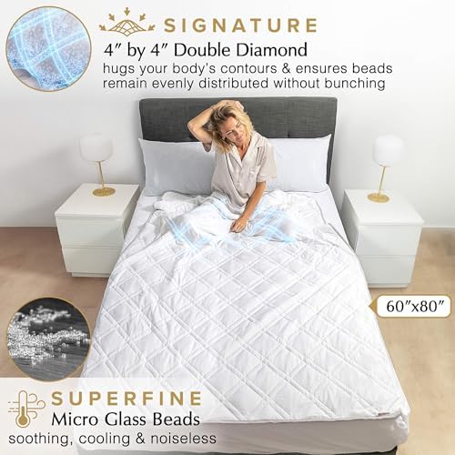 Aricove Cooling Weighted Blanket for Adults, 17 lbs, Full/Queen Size Weighted Blanket, 60x80 inches, Silky Soft Bamboo Viscose, Machine Washable, White - Image 3